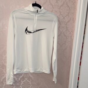 Nike White and Black Quarter-Zip Running Shirt